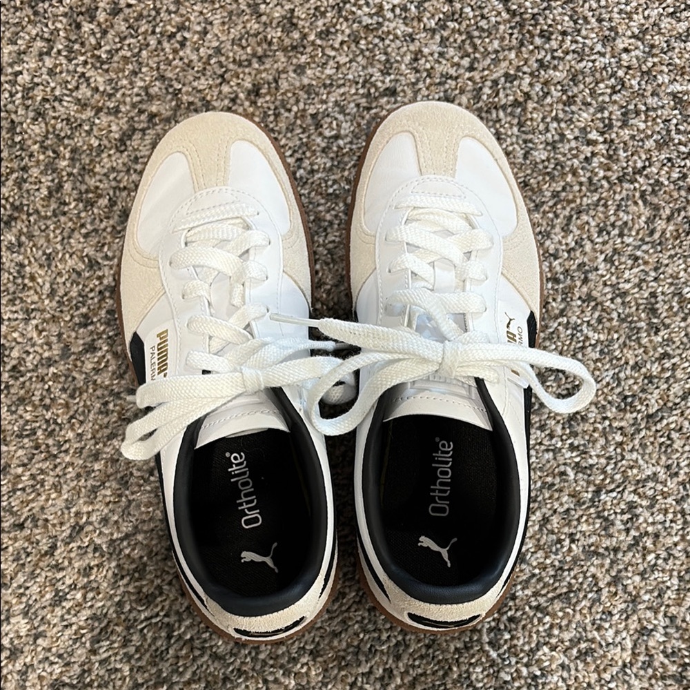 Puma Women's White and Beige Sneakers Palerma Lth Size 8